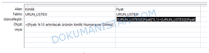 Güncelleştirmede Formül Kullanımı