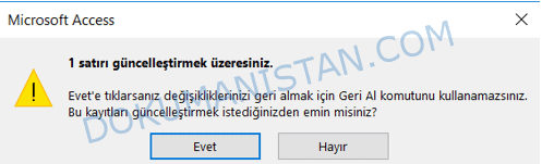 Güncelleştirme Onay Ekranı