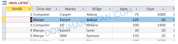 Güncelleme Sonucu Tablo