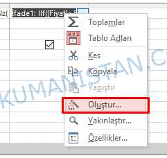 IIF Komutu için İfade Oluştur