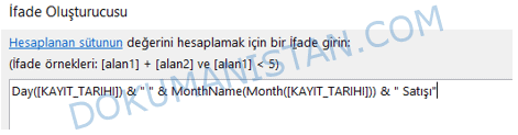 İfade Oluşturucu Formül Ekranı