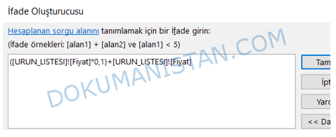 İfade Oluşturucu Formülü