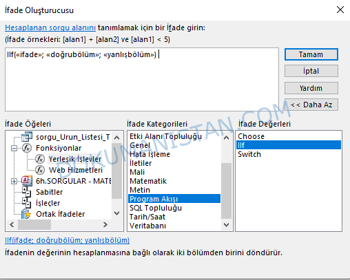 Access IIF Fonksiyonu Kullanımı