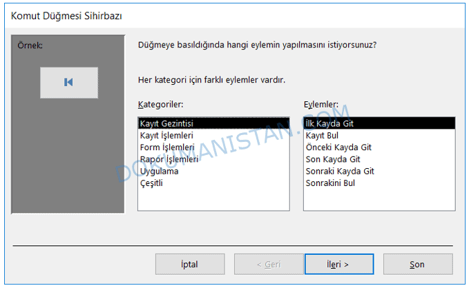 Komut Düğme Sihirbazı