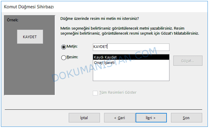 Komut Düğmesi İsim Verme