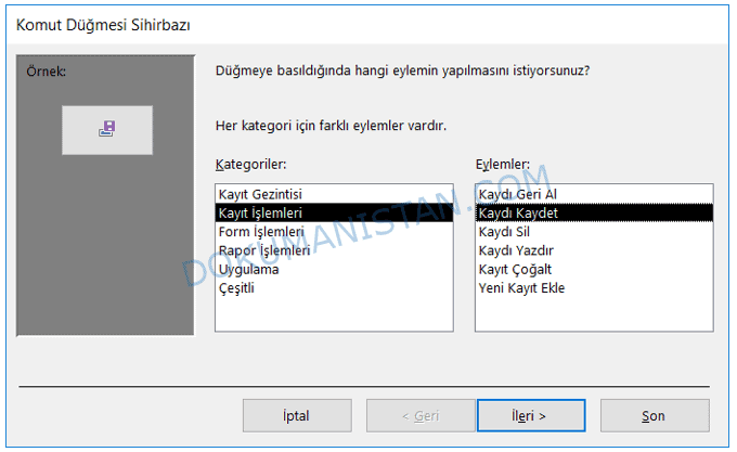 Komut Düğmesi Sihirbazı