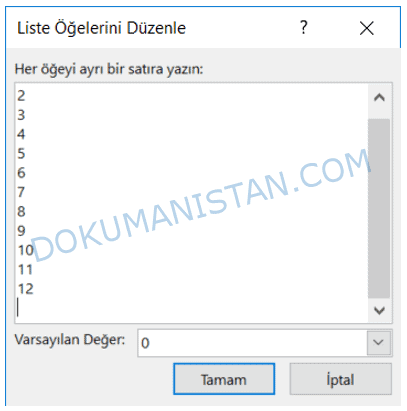 Liste Öğelerini Düzenle