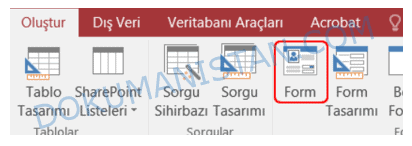 Oluştur Sekmesi Form Butonu