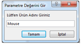 ÖrnekParametre Değerini Gir