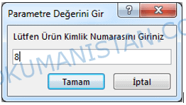 Parametre 8 Değeri Girme