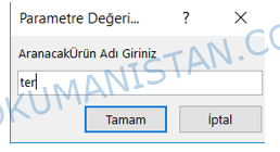 Parametre Değer Girişi