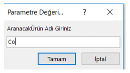Parametre Değer Girişi