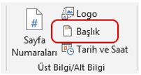 Rapor Başlık Ekleme