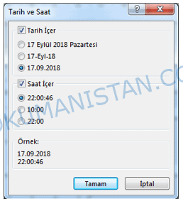 Rapor Tarih ve Saat Ekleme