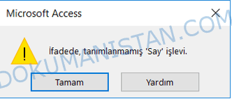 Say İşlevi Mesajı
