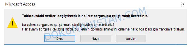 Silme Uyarı Mesajı