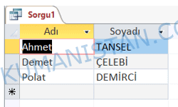 Sorgu Sonucu Tablosu