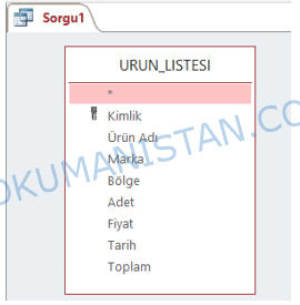 Ürün Listesi Sorgu Oluşturma