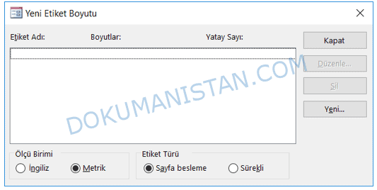 Yeni Etiket Boyutu