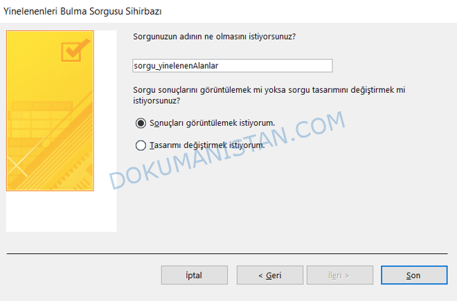 Yinelenleri Bulma Sorgusu Son Adım